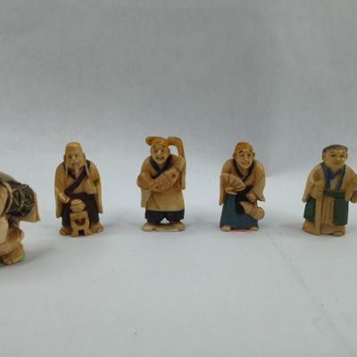 Sale Photo Thumbnail #338: Set of Painted Resin Figures, Netsuke