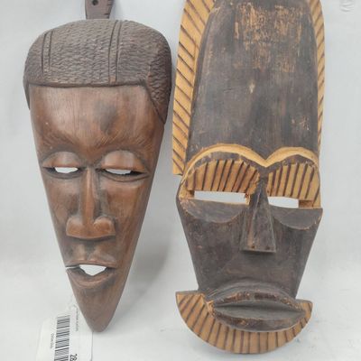 Sale Photo Thumbnail #286: Pair African Style Carved Wood Masks