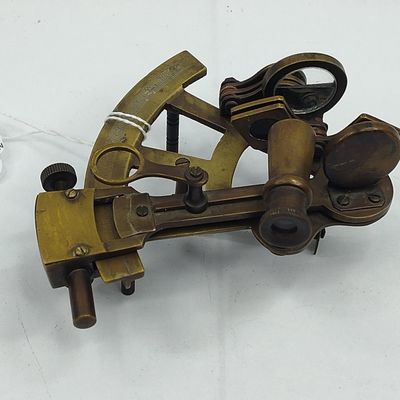 Sale Photo Thumbnail #386: Brass Nautical Sextant w/ Telescope