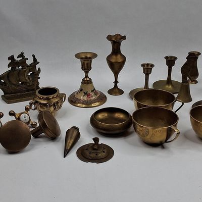 Sale Photo Thumbnail #511: Brass & Enamel Tableware & Hardware