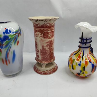 Sale Photo Thumbnail #53: Set of 3 Glass & Ceramic Vases
