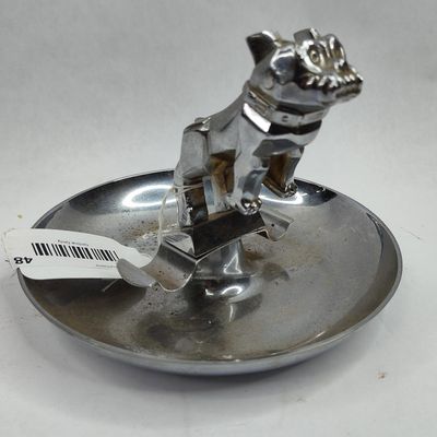 Sale Photo Thumbnail #48: Chrome Plated Bulldog Mascot Ashtray