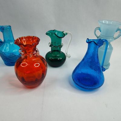 Sale Photo Thumbnail #276: Mid-C. Hand-Blown Glass Pitchers &