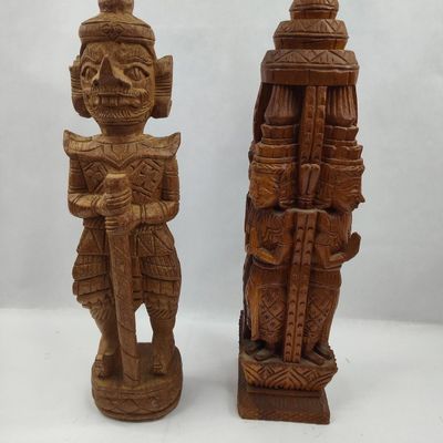 Sale Photo Thumbnail #21: Pair Carved Wood SE Asian Figures