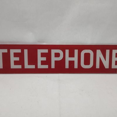 Sale Photo Thumbnail #292: Red & White Glass Telephone Sign