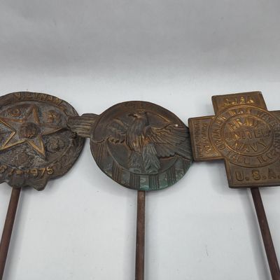 Sale Photo Thumbnail #405: 3 American Cast Bronze Grave Markers