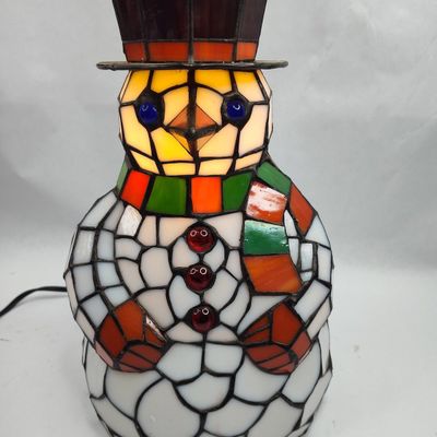 Sale Photo Thumbnail #91: Stained Glass Snowman Accent Lamp