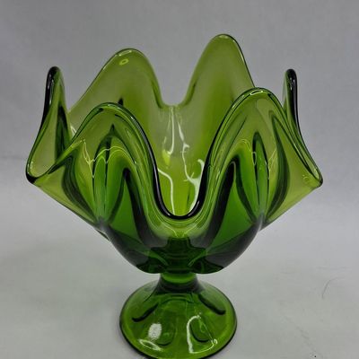 Sale Photo Thumbnail #501: Viking Glass Green Swung Pedestal Bowl