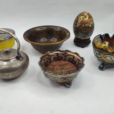 Sale Photo Thumbnail #345: Set Art Glass & Asian Style Objects