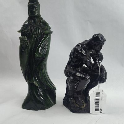 Sale Photo Thumbnail #476: Stone Chinese Deity & Bronze Thinker