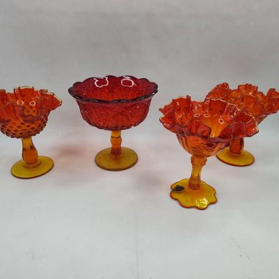 Sale Photo Thumbnail #480: Fenton Amberina Glass Bowls & Compotes