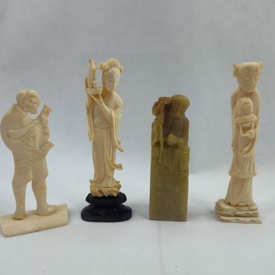 Sale Photo Thumbnail #340: Chinese Bone & Soapstone Carvings