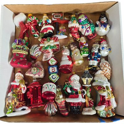 Sale Photo Thumbnail #64: A Collection of Hand Painted Blown Glass Christmas Ornaments