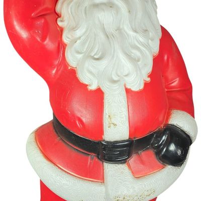 Sale Photo Thumbnail #85: Large Vintage Lighted Santa Claus Standing on Snow Base Blow Mold Decoration