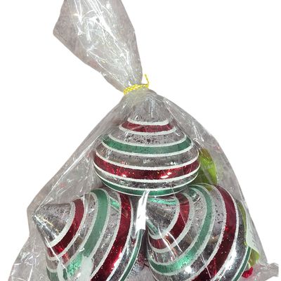 Sale Photo Thumbnail #17: Trio of Jo-Ann place and time Striped Finial Christmas Ornaments