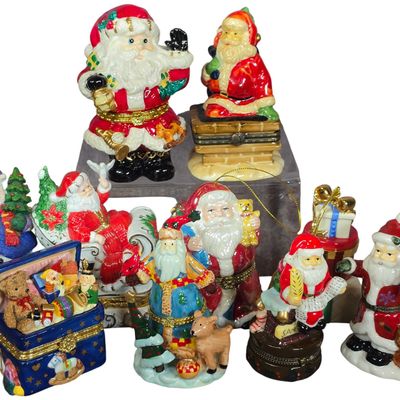Sale Photo Thumbnail #80: A Collection of Ten Ceramic Holiday Trinket Boxes and One Musical Ornament Including Lenox and Seymour Mann