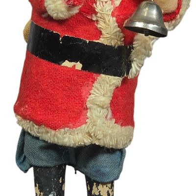 Sale Photo Thumbnail #91: Vintage Nodding Head Santa Claus Figure with Bell and Sack