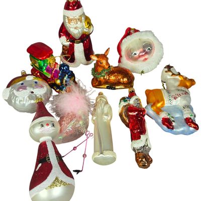 Sale Photo Thumbnail #43: A Collection of Blown Glass Christmas Ornaments Including St. Nicholas Square and Blitzen