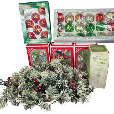 Sale Photo Thumbnail #55: A Collection of Vintage Glass Christmas Ornaments and Novelty Holiday Decorations