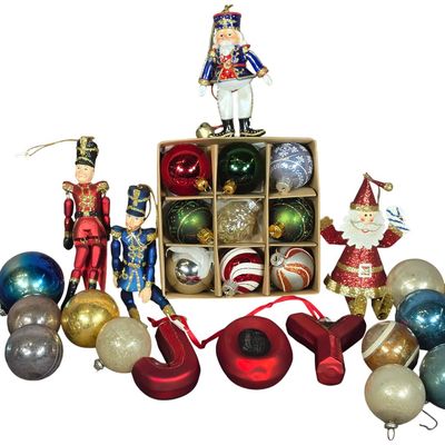 Sale Photo Thumbnail #67: A Collection of Vintage and Contemporary Christmas Ornaments Including Glass Nutcracker and Mercury Glass Baubles
