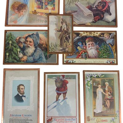 Sale Photo Thumbnail #96: A Collection of Antique and Early 20th Century Framed Postcards and a Victorian Coffee Trade Card