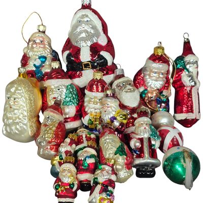 Sale Photo Thumbnail #81: Collection of Blown Glass Santa Claus and Figural Christmas Ornaments