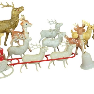 Sale Photo Thumbnail #65: A Collection of Vintage Rudolph The Red Nosed Reindeer and Christmas Themed Figurines