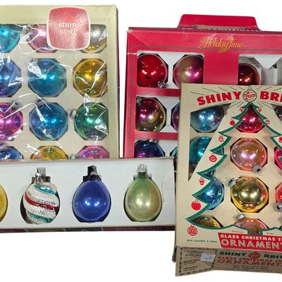 Sale Photo Thumbnail #70: A Collection of Vintage Glass Christmas Tree Ornaments Including Shiny Brite and Holiday Time