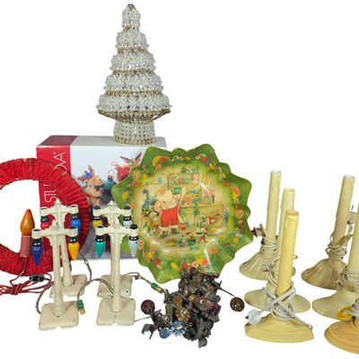 Sale Photo Thumbnail #30: A Collection of Vintage Holiday Decor and Lighting Including Western German Decorative Bowl and Electric Candle Lamps