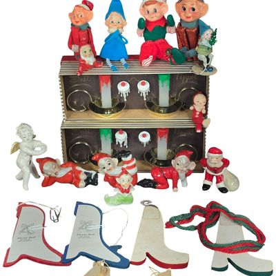 Sale Photo Thumbnail #23: An Assortment of Vintage Japanese and Danish Christmas Decorations and Figurines