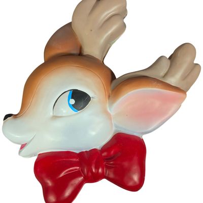 Sale Photo Thumbnail #48: Vintage Vacuum Formed Plastic Christmas Reindeer Doe Wall Plaque