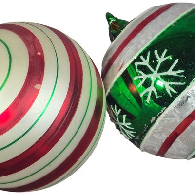 Sale Photo Thumbnail #14: A Pair of Large Decorative Glass Christmas Ornaments