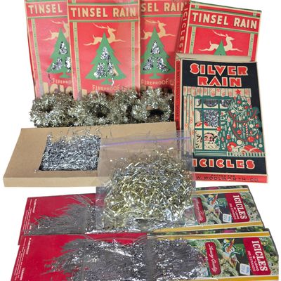 Sale Photo Thumbnail #32: An Assortment of Vintage Holiday Tinsel and Icicle Decorations Including National Tinsel Mfg Co and Woolworths