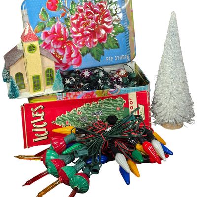 Sale Photo Thumbnail #97: A Collection of Vintage-Style Holiday Lighting and Miniature Christmas Decor
