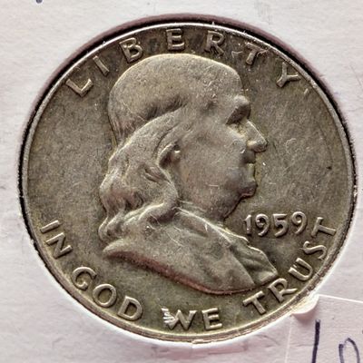 1959 Franklin 90% Silver Half Dollar - AU