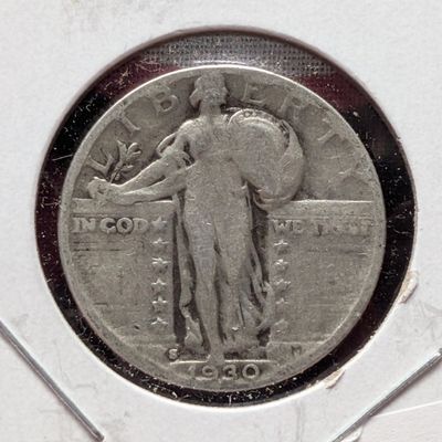 1930-S Standing Liberty 90% Silver Quarter - VG