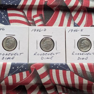 1946 P, D, & S Roosevelt 90% Silver Dimes