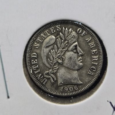 1906-O Barber 90% Silver Dime - XF