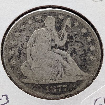 1877 Seated Liberty 90% Silver Half Dollar - AG