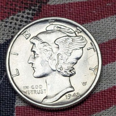 1943-S Mercury 90% Silver Dime - MS