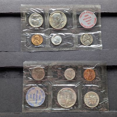 1964 P&D United States Uncirculated Mint Set, No Envelope - Includes (6) 90% Silver Coins