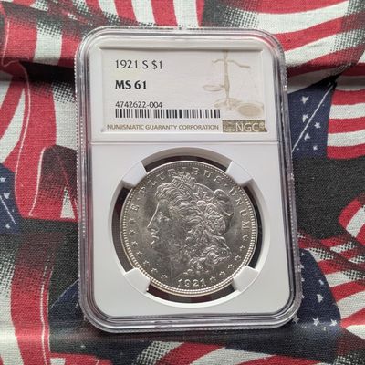 1921-S Morgan 90% Silver Dollar NGC MS61 - Semi Key Date