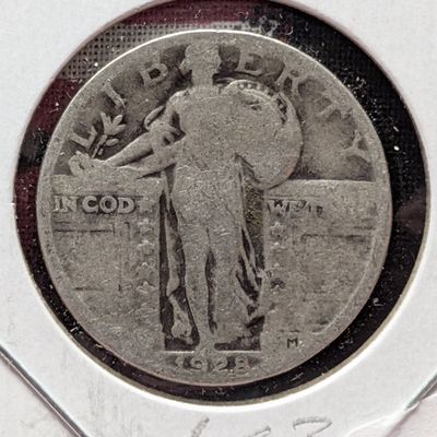 1928 Standing Liberty 90% Silver Quarter - AG