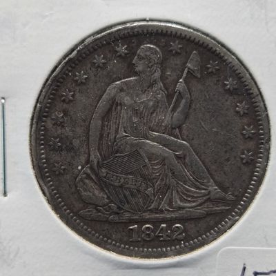 1842 Seated Liberty 90% Silver Half Dollar - XF