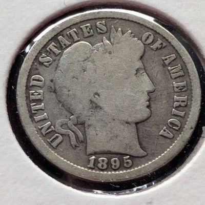 1895-S Barber 90% Silver Dime - VG - Semi Key Date
