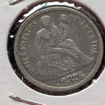 1876 Seated Liberty 90% Silver Dime