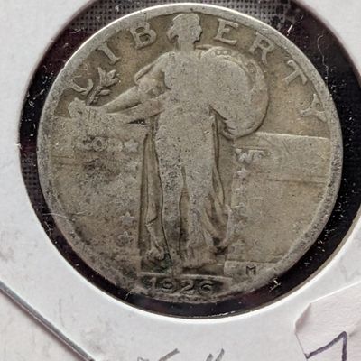 1926 Standing Liberty 90% Silver Quarter - Rotation Error - G