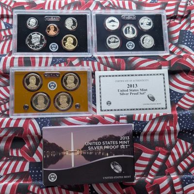 2013-S U.S. Mint Silver Proof Set with Presidential Dollars, Sacagawea Dollar, and ATB Quarters in OGP w/ COA - Includes (7) 90% Silver...