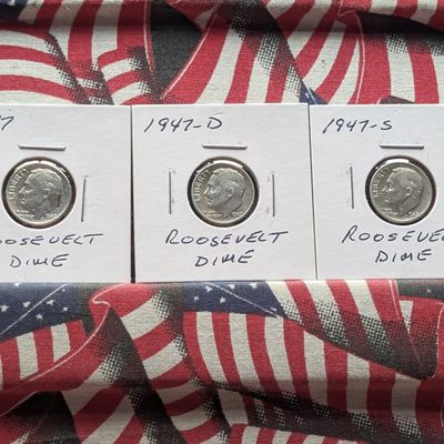 1947 P, D, & S Roosevelt 90% Silver Dimes