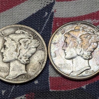 1938-S & 1939 Mercury 90% Silver Dimes